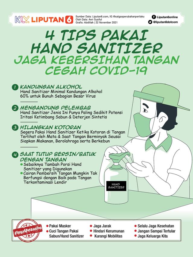 <span>Infografis 4 Tips Pakai Hand Sanitizer untuk Jaga Kebersihan Tangan Cegah Covid-19. (Liputan6.com/Abdillah)</span>