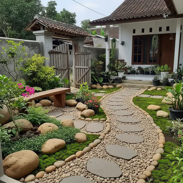 Model Halaman Depan Rumah Kampung Sederhana (Gemini AI)