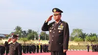 Irwasda Polda Kaltara Kombes Pol R Andria Martinus saat menjadi inspektur upacara dalam rangka HUT ke-78 Republik Indonesia di Mako Polda Kaltara.