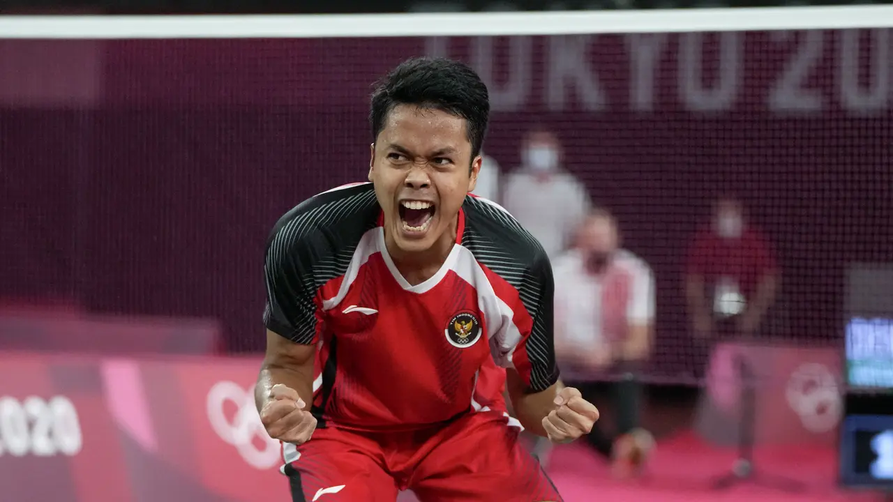 Selebrasi Emosional Anthony Ginting Lolos ke Semifinal Badminton Olimpiade Tokyo 2020