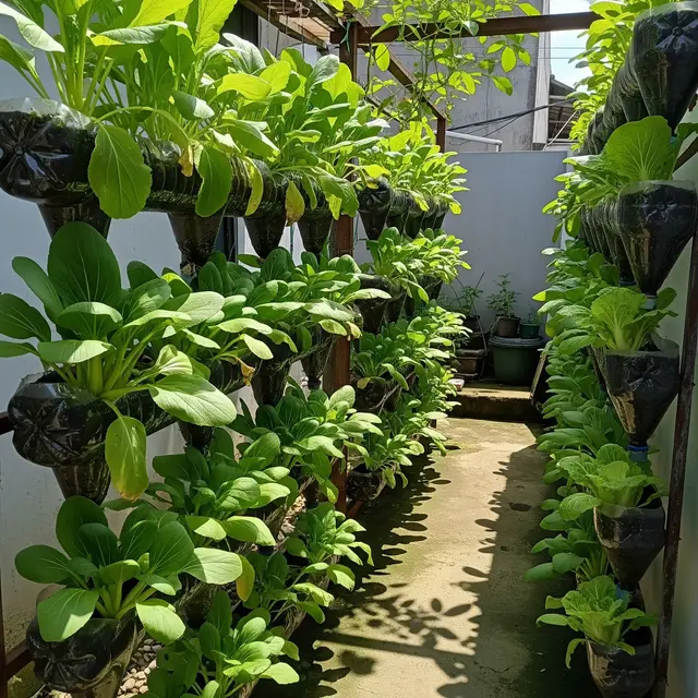 Ide Kebun Gantung Sawi-Sawian Hijau (AI)