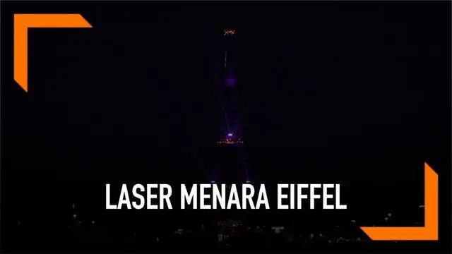 Pertunjukan laser memukau warnai peringatan ulang tahun Menara Eiffel yang ke-130. Ikon Prancis itu berwarna-warni selama 12 menit.