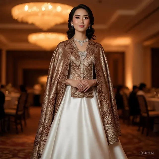 Gaya Mix and Match Batik Wanita Lengan Cape Anggun