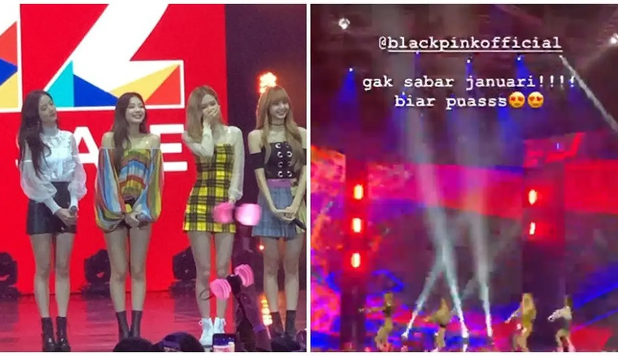 Sebelum nonton konser Blackpink di ICE BSD, Tangerang, Banten, Audi Marissa sudah lebih dulu bertemu Blackpink di Sentul International Convention Center dalam acara yang digelar sebuah online marketplace di Tanah Air pada November 2018. Dalam sorotan story Instagramnya ini, Audi Marissa menuliskan jika ia tak sabar menyaksikan konser tur Blackpink pada Januari 2019. (Liputan6.com/IG/@audimarissa)