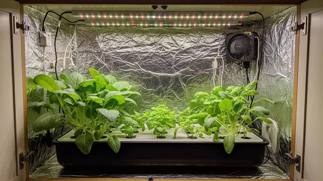 Ide Kebun Hidroponik Indoor Pakai Lampu LED Buat Rumah Minim Sinar Matahari