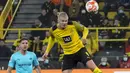 Erling Haaland. Striker Borussia Dortmund berusia 21 tahun yang musim ini telah tampil 15 kali dengan mencetak 19 gol dan 5 assist ini ditaksir memiliki nilai pasar sebesar 150 juta euro. Ia menjadi pemain termahal kedua di dunia sekaligus pemain termahal di Liga Jerman. (AP/Martin Meissner)