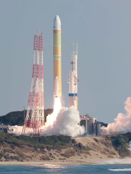 Badan antariksa Jepang mengumumkan keberhasilan peluncuran roket andalan barunya pada 17 Februari 2024. (JIJI Press/AFP)/Japan OUT