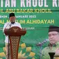 Ketua DPD RI, AA LaNyalla Mahmud Mattalitti saat memberikan sambutan pada Haul ke-8 KH Abu Bakar Cholil di Ponpes Metal Muslim Alhidayah, Pasuruan, Jawa Timur, Senin (2/1/2023). (Ist)