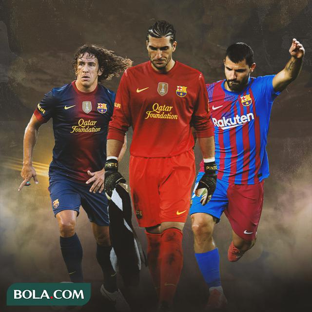 Ilustrasi - Carles Puyol, Sergio Aguero, Jose Manuel Pinto