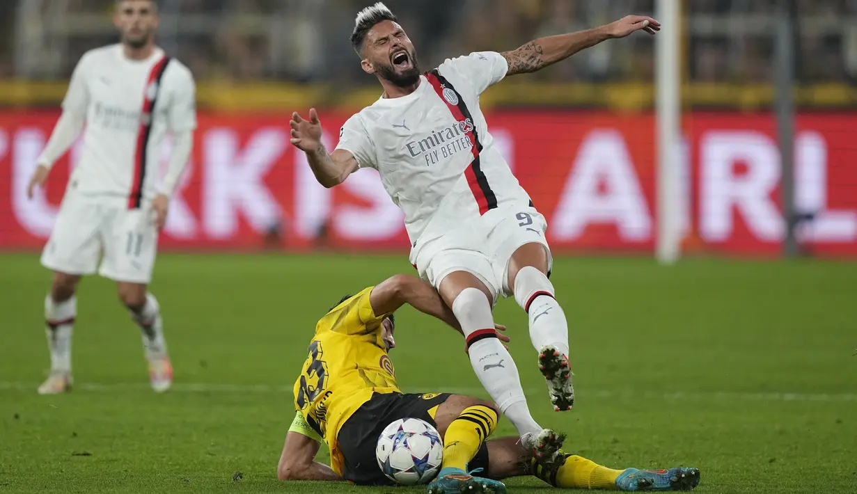 Tidak ada gol yang tercipta pada laga antara Dortmund melawan Milan. (AP Photo/Martin Meissner)