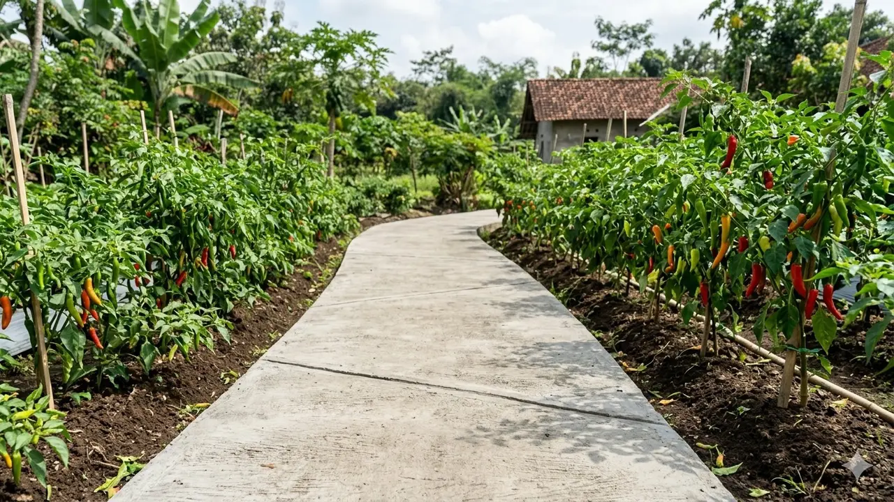 Kombinasi Jalan Setapak dan Bedengan Buah (Foto: Gemini AI)