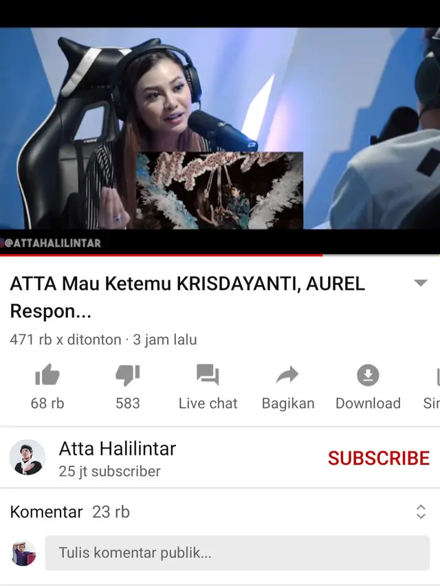 Unggahan Atta Halilintar. (Foto: YouTube Atta Halilintar)