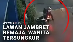 Wanita Lawan Penjambret Sampai Tersungkur ke Aspal