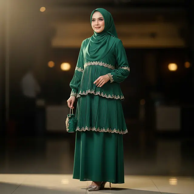 Model Gamis Potongan Dua Tingkat untuk Lebaran 2026