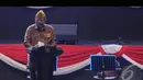Dalam sambutannya, SBY berpesan kepada Jokowi jika terpilih sebagai Presiden Indonesia untuk memastikan kedaulatan Indonesia tidak diganggu pihak manapun (Liputan6.com/Herman Zakharia)