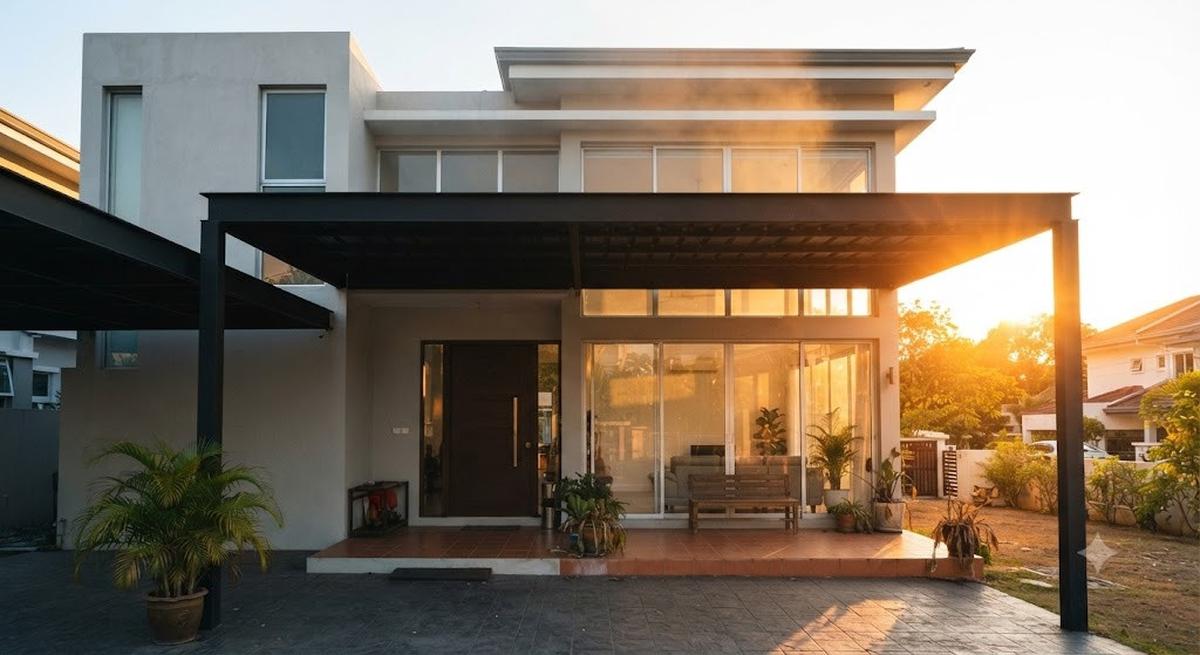 Kanopi Metal Polos Berwarna Gelap (AI Generated)