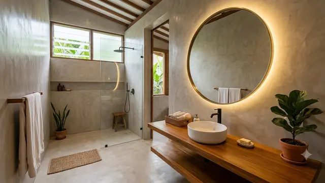 Desain Rumah Lantai Semen Ekspos Halus, Terlihat Elegan, Bersih dan Bikin Nyaman Model Lantai Ekspos ala Kamar Mandi Kering Mirip Resort