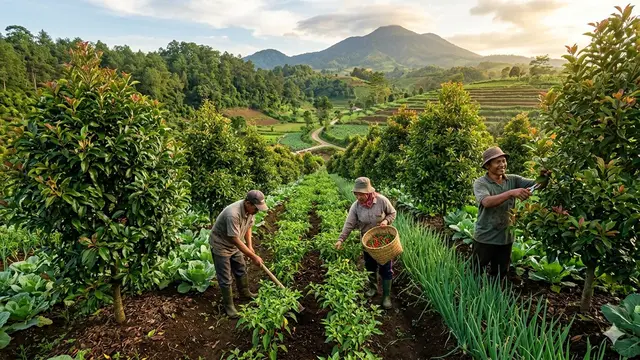 Perbedaan Pohon Buah Evergreen dan Musiman (Foto: Gemini AI)