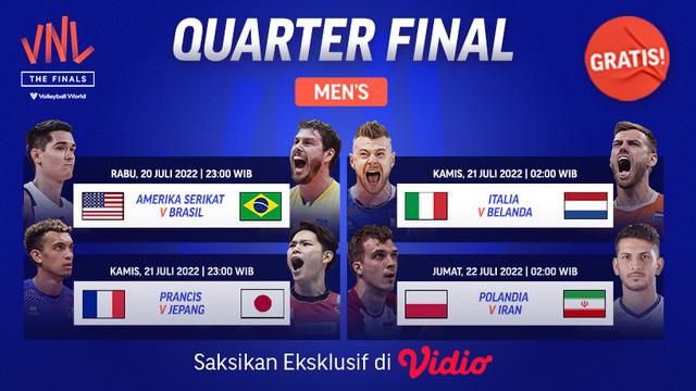 Nonton Live Streaming Quarterfinal Men’s Volleyball Nations League 2022 Vidio 20-22 Juli 2022