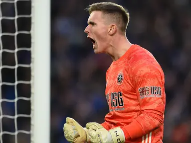 Dean Henderson adalah kiper muda yang tampil gemilang bersama Sheffield United. (AFP/Glyn Kirk)