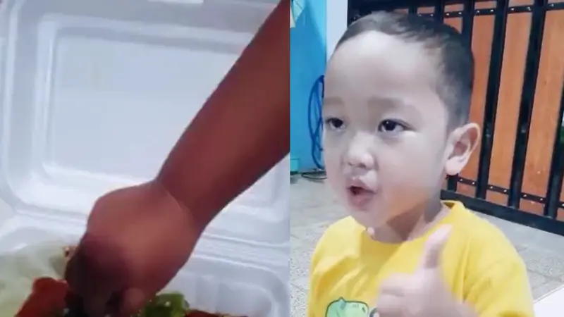 Tak seperti kebanyakan anak seumurannya, bocah ini sangat menyukai makanan pedas.