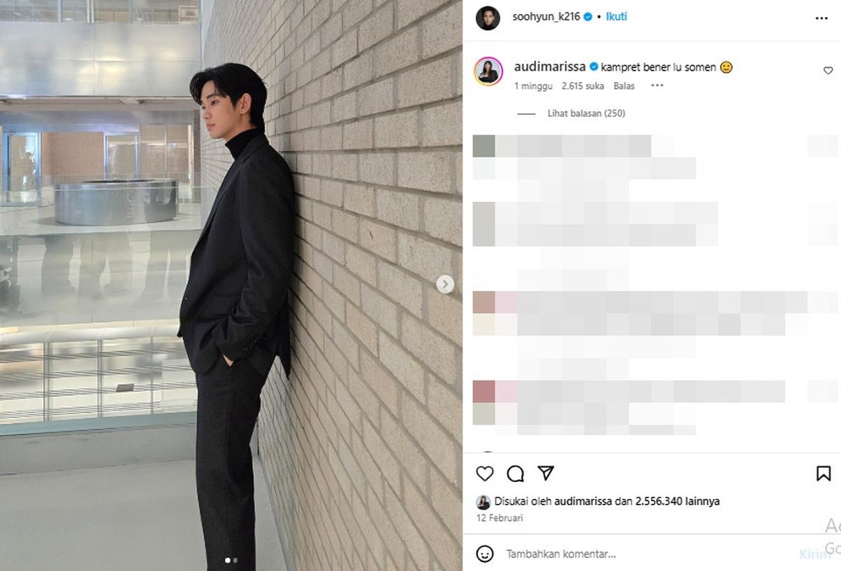 Dulu Ngefans Berat, Kini Audi Marissa Terlihat Meralat Komentar-komentarnya di Instagram Kim Soo Hyun