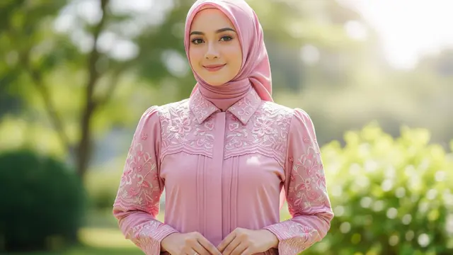 Model Gamis Katun Bordir untuk Acara Islami Outdoor