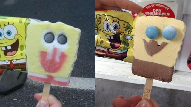 Es Krim SpongeBob Squarepants Rasa Cokelat dan Vanilla