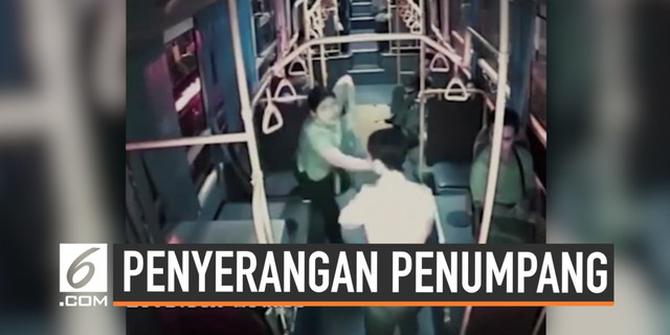 VIDEO: Kesal Diperingatkan, Sopir Bus Serang Penumpang Wanita