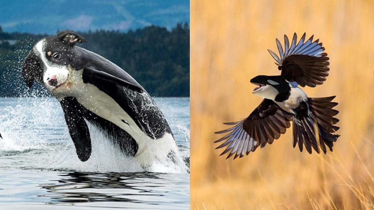 6 Editan Foto Orca Digabung Hewan Lain Ini Unik Banget, Bikin Takjub