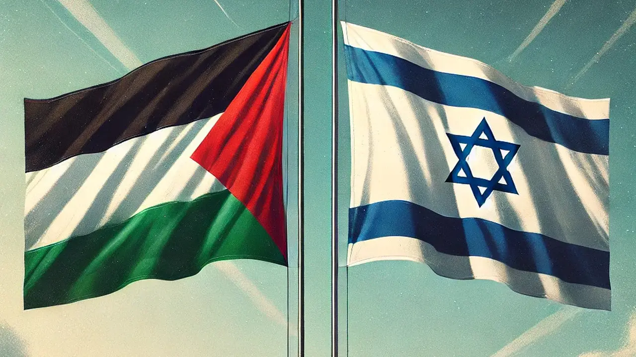 Ilustrasi Israel dan Palestina. (DALL·E OpenAI/ChatGPT)