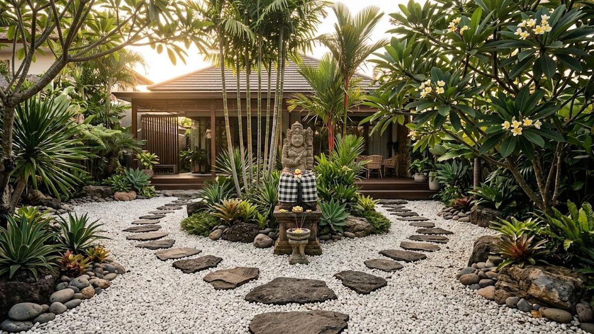 7 Ide Taman Kering Bergaya Bali yang Bikin Halaman Terasa Sejuk, Cantik, dan Asri