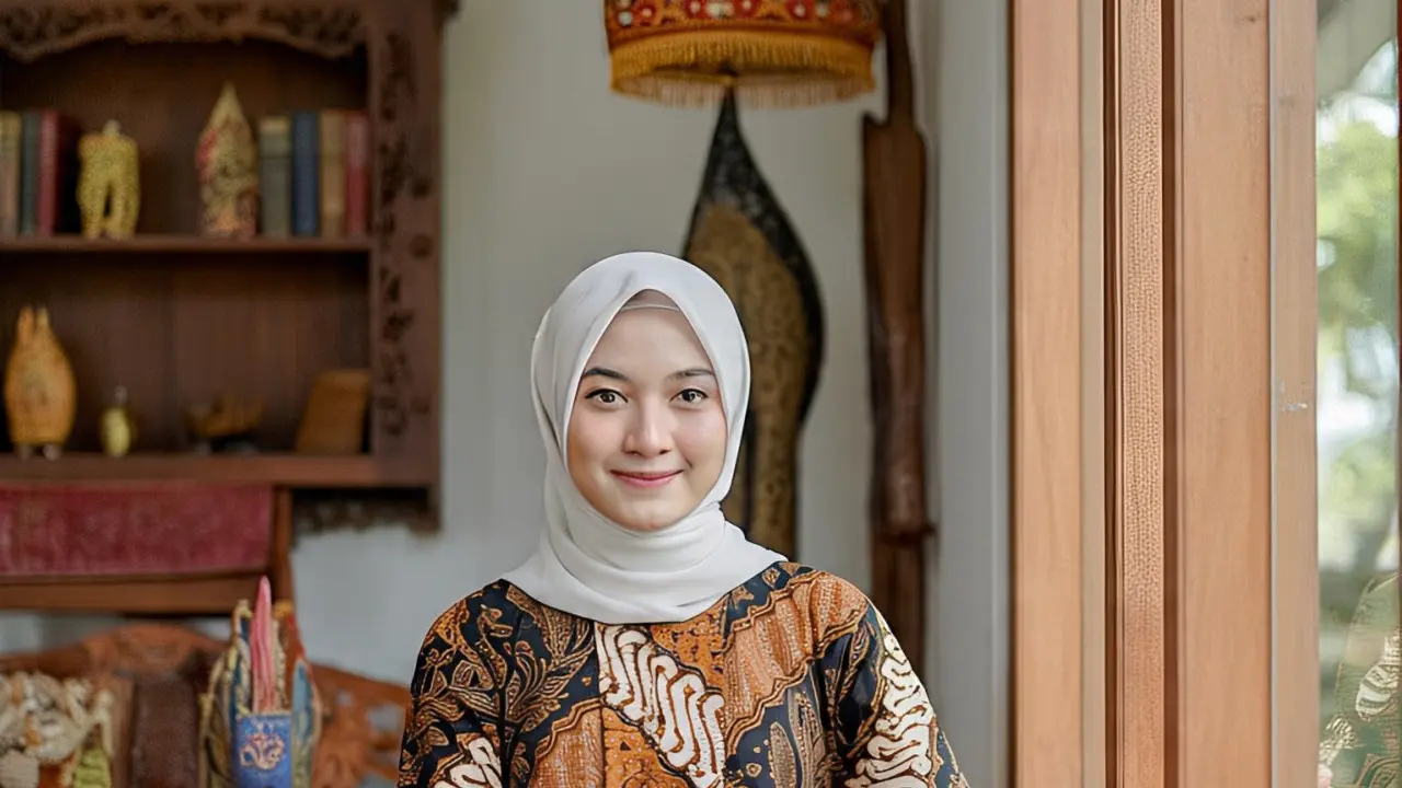 Model Tunik Batik Belah Depan