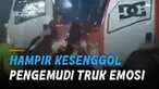 Seorang pengemudi truk batubara pecahkan kaca truk sayur. Kejadian itu terjadi di Tembesi, Jambi