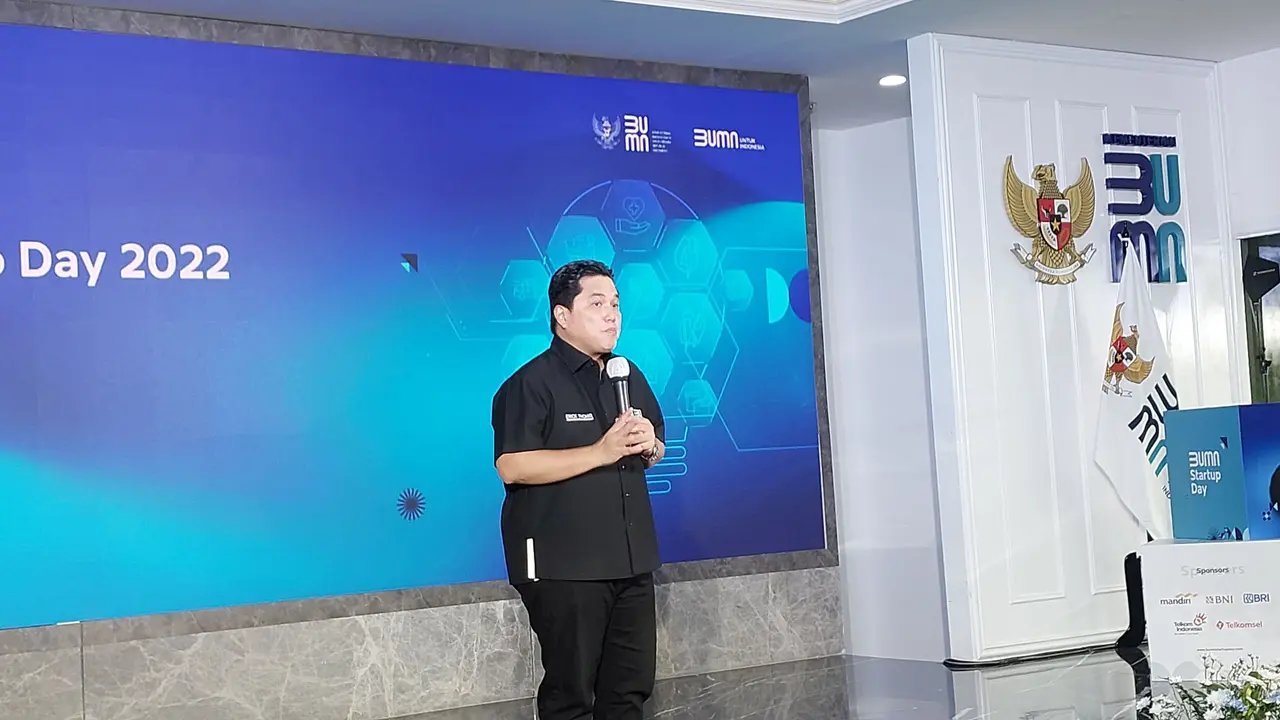 Menteri BUMN Erick Thohir resmi meluncurkan BUMN Start Up Day di Kementerian BUMN, Selasa (23/8/2022).