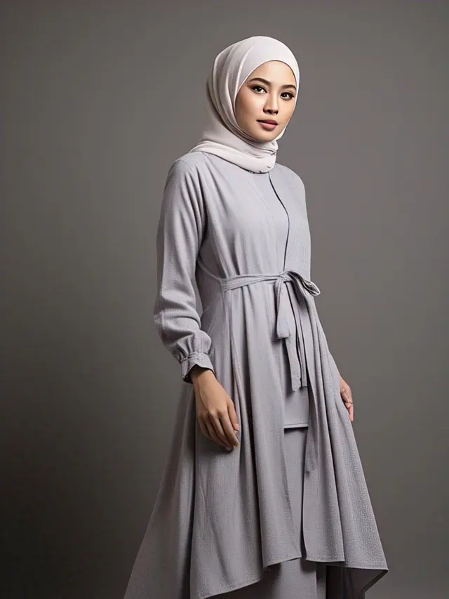 Gamis Abu-Abu Dove dengan Layer Outer