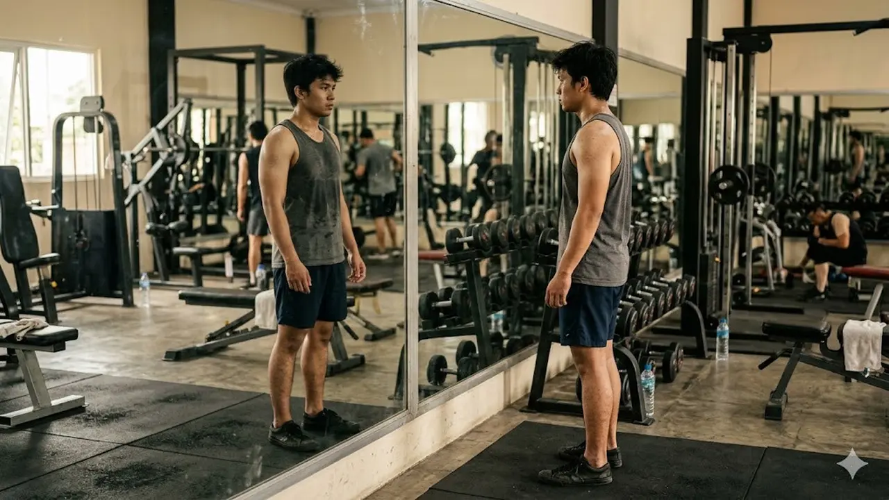 ilustrasi latihan di gym