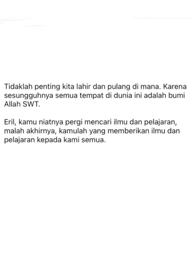 Catatan Ridwan Kamil soal Eril meninggal dunia di Swiss. (Foto: Dok. Twitter @ridwankamil)