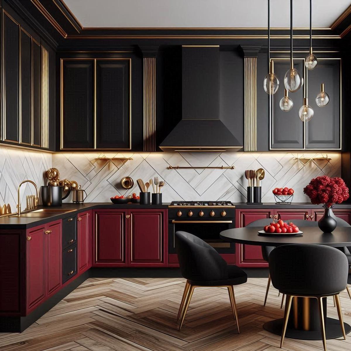 Desain Dapur Warna Merah Hitam