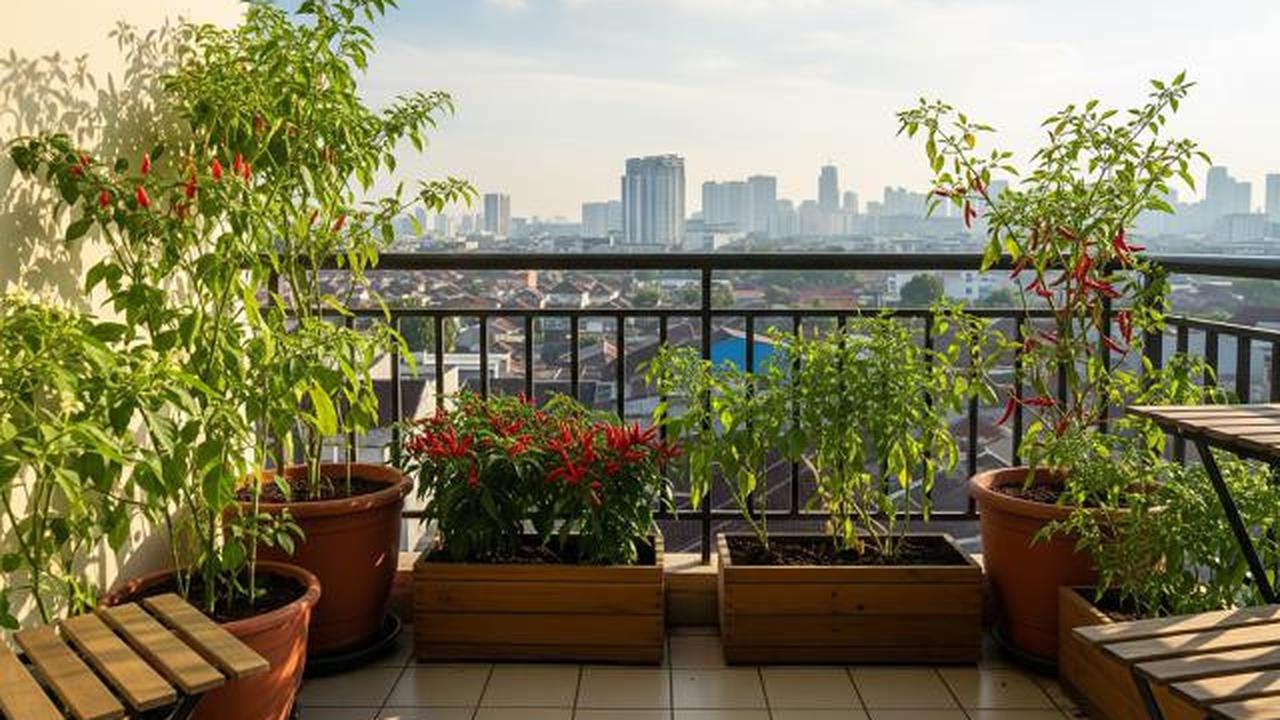 Kebun Cabai di Balkon Apartemen/Ide Kebun Cabai Mini di Rumah Tanpa Halaman (Sumber: gemini.com)