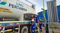 PT Pertagas Niaga (PTGN), Subholding Gas menyuplai LNG perdana bagi industri di Kota Bontang, tepatnya ke PT Energi Unggul Persada (EUP) yang bergerak dalam bidang pengolahan minyak kelapa sawit. (Dok Pertamina)
