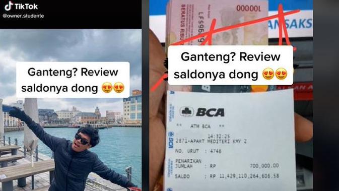 Pria pamer saldo ATM Rp 11 Triliun di TikTok. Dok: TikTok/owner.studente