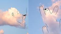 Seorang ilustrator, Chris Judge, mengubah awan menjadi karakter lucu.