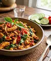 Resep ayam suwir pedas. [AI Generated]