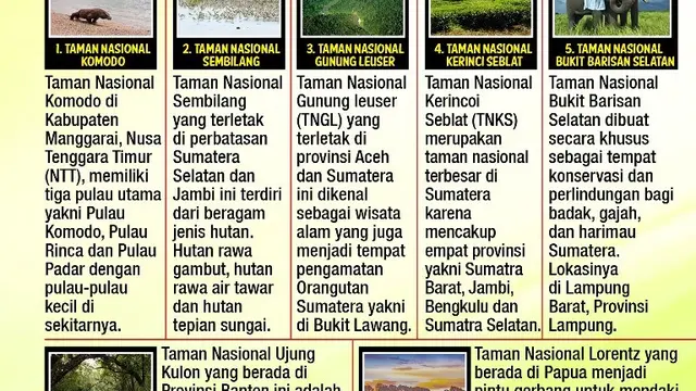 Infografis Taman Nasional di Indonesia yang Termasuk Situs Warisan Dunia UNESCO
