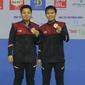 Tanpa taget, pasangan Indonesia Apriyani Rahayu/Siti Fadia Silva Ramadhanti sukses meraih medali emas ganda putri cabang bulu tangkis nomor perorangan di SEA Games 2021 Vietnam. (PBSI)