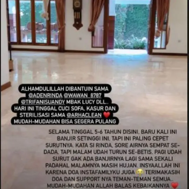 Kondisi Rumah Dian Pelangi Usai Kebanjiran untuk Kali Pertama dalam 5 Tahun