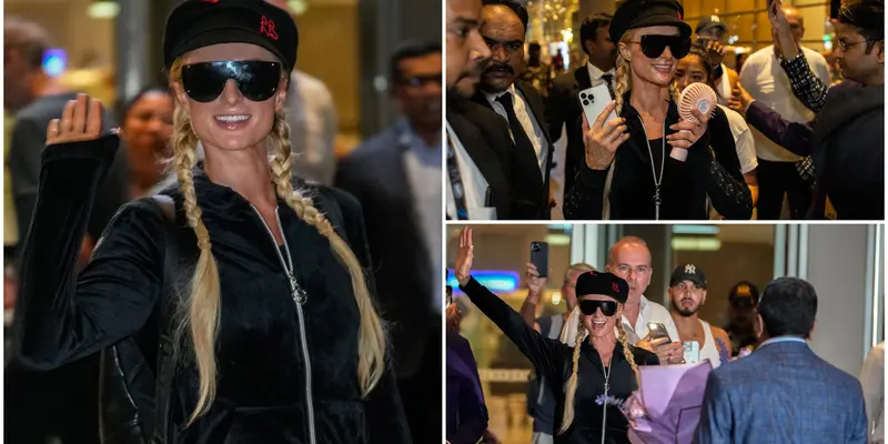 Paris Hilton Tampil Kasual Serba Hitam Saat Mendarat di India