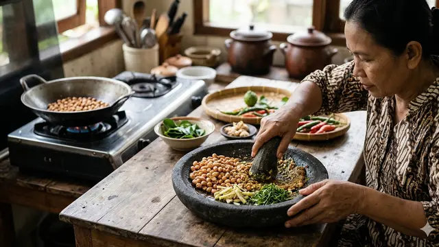 Cara Membuat Bumbu Pecel Madiun (Foto: Gemini AI)