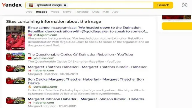 Gambar Tangkapan Layar Penelusuran Foto Menggunakan Situs Yandex.